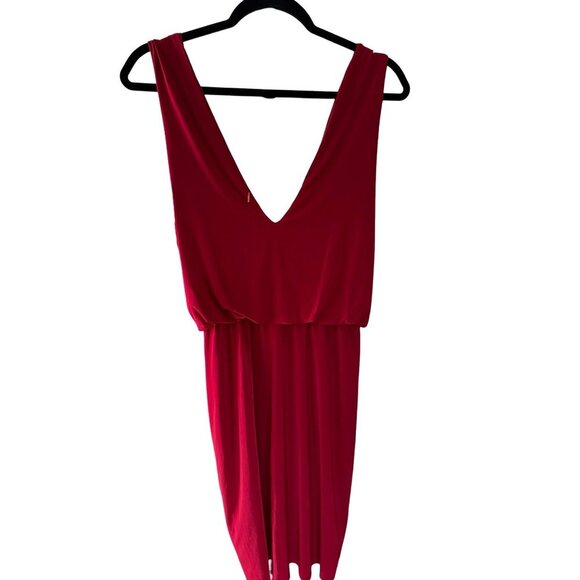 NWT Misa Los Angeles Leza Jersey Red Sleeveless Dress V-Neck Twisted Waist Mini - Picture 5 of 11